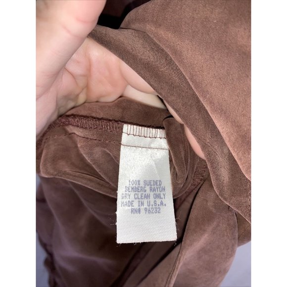 Vintage 1980-90s Brown Faux Suede Button Front Womens Dress Size 8 Made in USA- - Picture 6 of 10